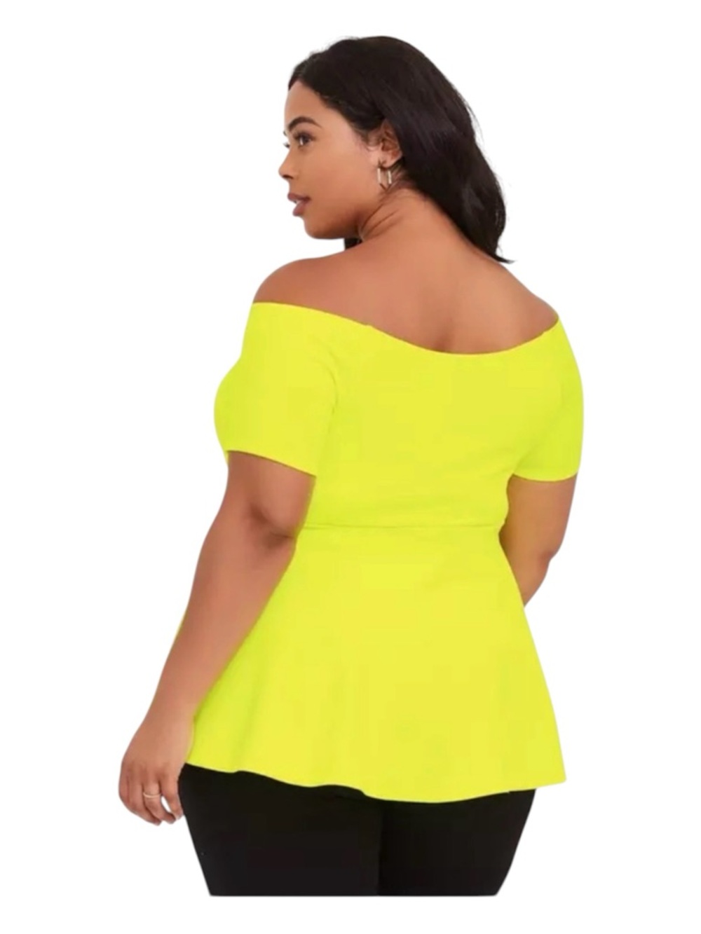 torrid Neon Yellow Off-Shoulder Peplum Top size 2 - Picture 4 of 7